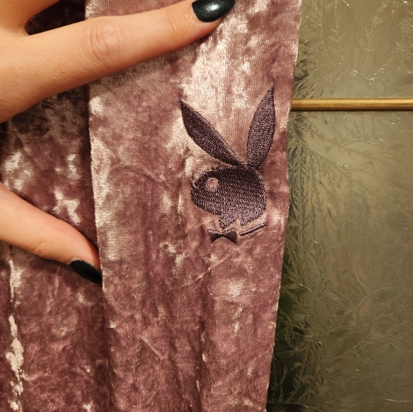 Crushed Velvet Velour Playboy Lounge Pants - Picture 1 of 4